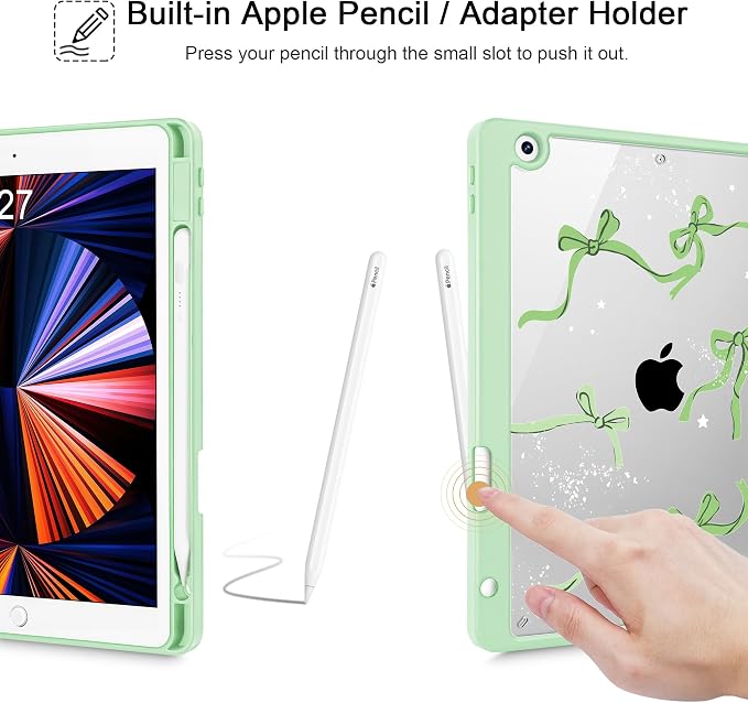 Tuiklol for iPad 10.2 inch 9th / 8th / 7th Gen 2021 2020 2019 Release Case | Built in Pencil Holder - TPU Protection Trifold Stand Stand Clear Back Tablet Cover With Auto Wake/Sleep Blue berries
