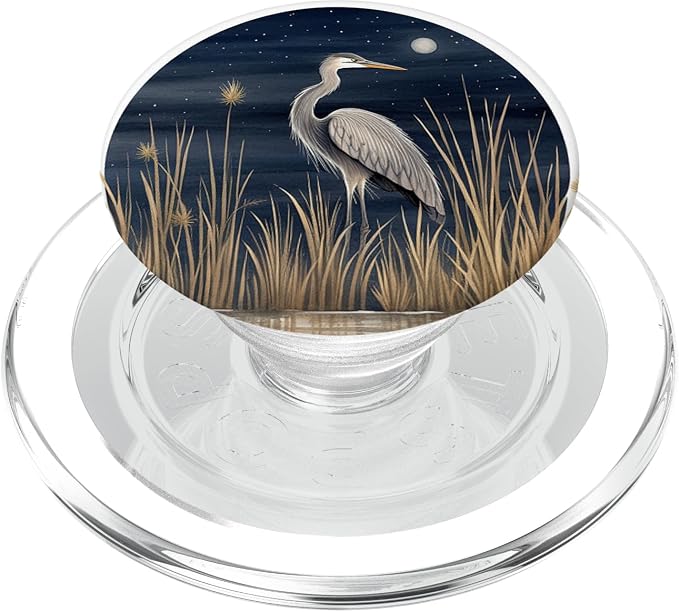 Great Blue Heron Bird Lover Starry Night PopSockets PopGrip for MagSafe