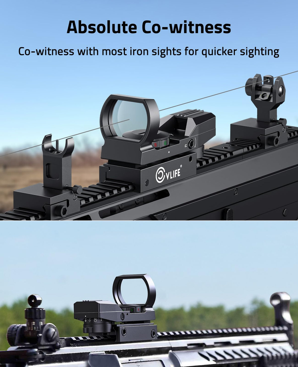 CVLIFE FoxSpook Motion Awake Multi Reticle Green & Red Dot Sight, Reflex Sight for Picatinny, Absolute Co-Witness Red Dot Optics Scope with 31×21mm Large Window