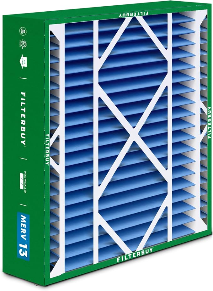 Filterbuy 21x21x5 Air Filter MERV 13 Optimal Smoke & Allergy Defense,