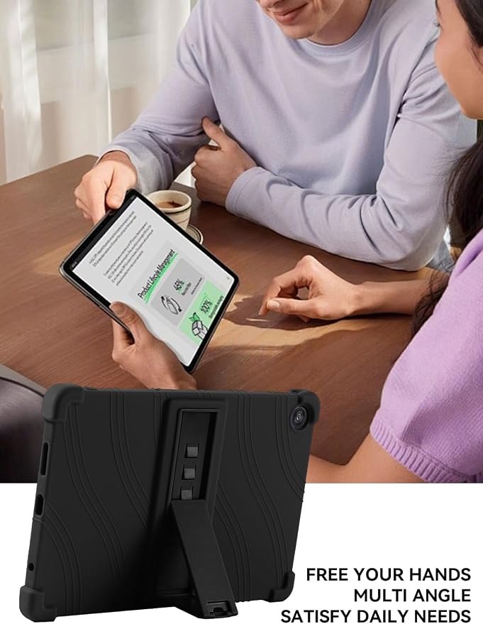 Case for T-Mobile REVVL Tab 2 10.1 Inch Tablet 2025 - Kid-Friendly Soft Silicone Cover with Adjustable Stand Compatible with T-Mobile REVVL Tab 2 5G 10.1 (Black)