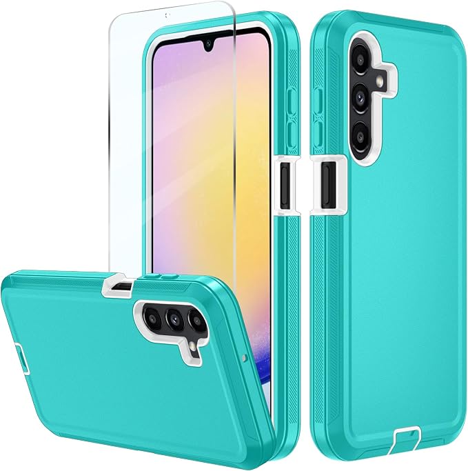 for Samsung Galaxy A17 5G caseA16 5G Heavy Duty casewith A Tempered Glass Screen Protector [Military Grade Protective ] [Shockproof] [Dropproof] [Dust-Proof]for Galaxy A17 / A16(Black)