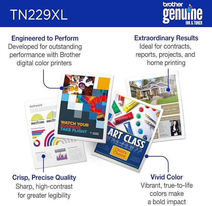 Brother Genuine TN229XLY Yellow High Yield Printer Toner Cartridge - Print up to 2,300 Pages(1)