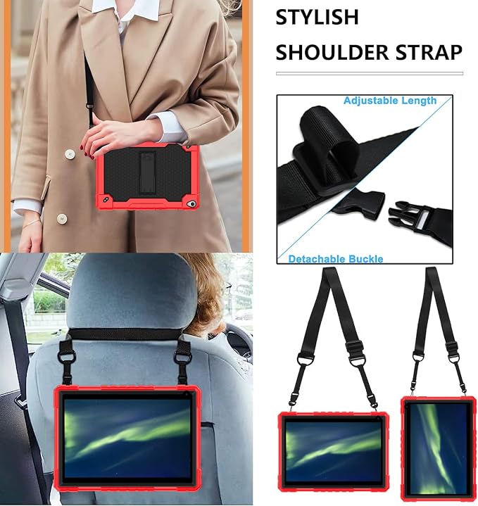 for YQSAVIOR Tab CP10 10.1 CaseHeavy Duty Shockproof with Shoulder Strap Kickstand Hybrid Kids Friendly Cover for Coopers Model CP10 10.1 inch Tablet (Black)