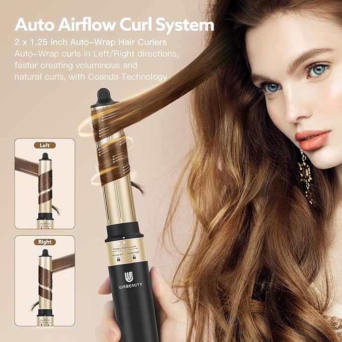 webeauty 5 in 1 Hot Air Styler, High-Speed Negative Ionic Hair Dryer with Auto Curlers, Professional Blow Dryer Brush, Volumizer Straightener Multiple Styling, No Heat Damage
