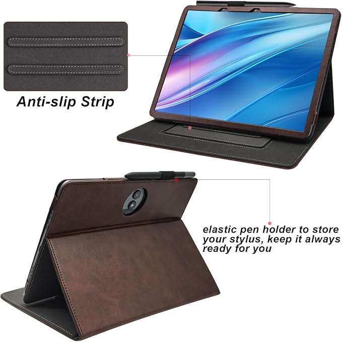 Hand Strap Case for 11.5 TCL NxtPaper 11 Plus (9469X) Tablet PU Leather Bidirectional Multi-Angle Stand Cover with Auto Sleep &amp Wake/Elastic Pen Holder (Black)