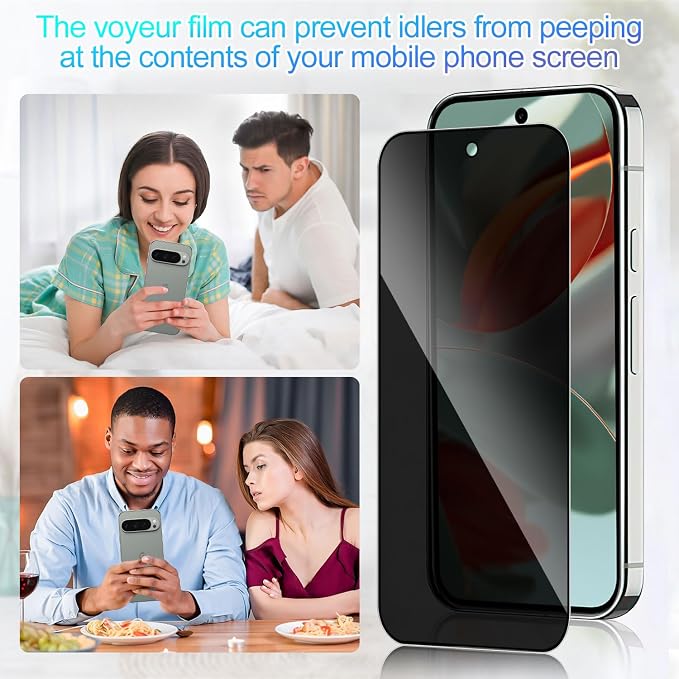 2 Pack Privacy Screen Protector for Google Pixel 9 Pro XL | [Anti-Spy Tempered Glass][Fingerprint Unlock Support][Auto Dust Remove]Bubble-FreeAnti-ScratchProtective Tempered Glass