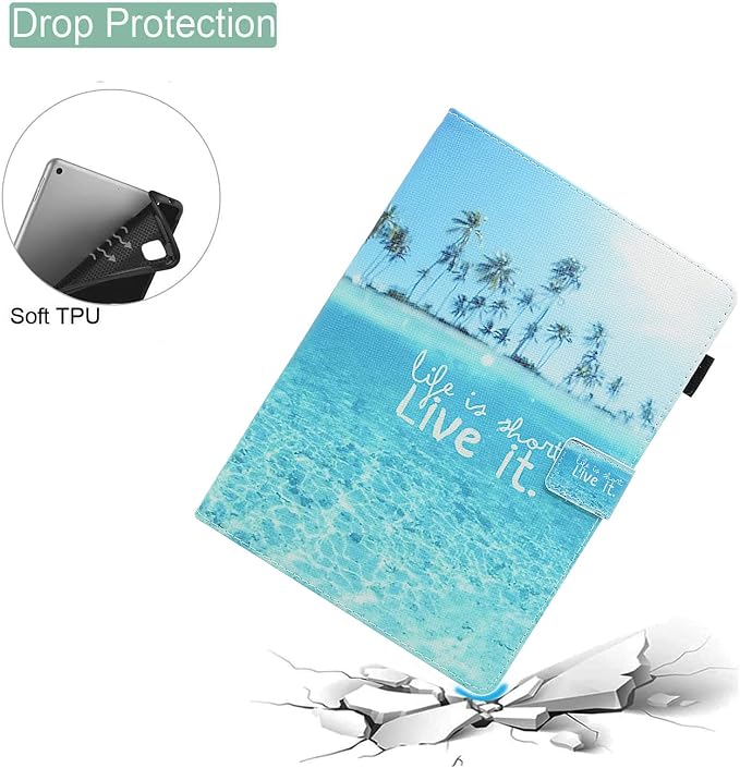Case for Fire HD 10 Tablet 9th/7th/5th Gen 2019/2017/2015Cute Cat | Slim Durable Foldable Stand PU Leather Pencil Holder Card Slot Auto Wake，Sleep