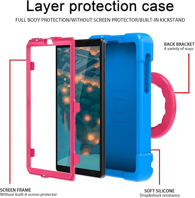 AKABEILA Compatible with Amazon Fire HD 8 2020/2022 Tablet Case，Rugged Kids Case with Stand Lightweight Shockproof Kids Friendly Tablet Cover Black