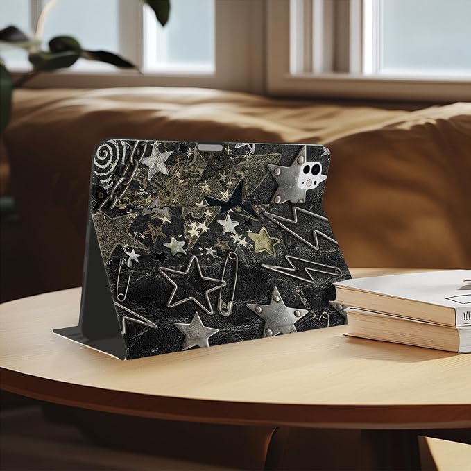 Stylish Case for iPad 9th/8th/7th Generation 10.2 2021/2020/2019Art Pink Starry Sky Textured Folio Case with Pencil Holder Multi-Angle View Adjustable Stand Auto Wake/Sleep Cover for Women