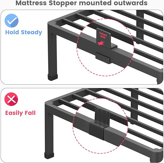 18 Inch Twin Size Metal Platform Bed Frame with Round Corners, Storage Space Under High Bed Frame-Heavy Duty Steel Slats Support, Noise Free - Easy Assembly - No Box Spring Needed