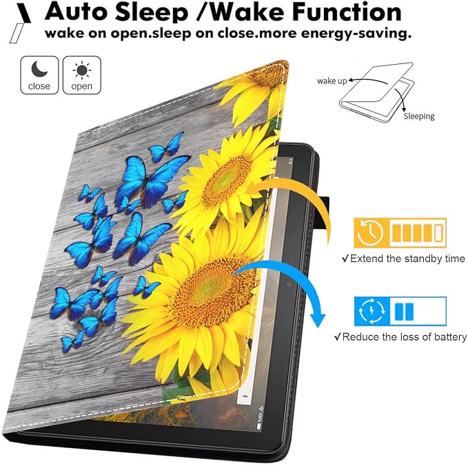 Case for All-New Amazon Kindle Fire 7 Tablet (7 Display 12th Generation 2022 Release) Premium PU Leather Stand Cover with Smart Auto Wake American Flag and Cross