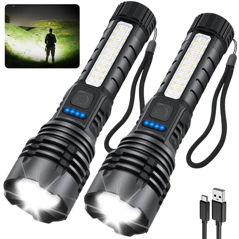 ZioeYiue Rechargeable Flashlights High Lumens, 7Mode Super Bright Flashlight Powerful, Adjustable Tactical Flash Light High Powered, LED Flashlights for Home Emergency Hunting Camping Essentials Gear