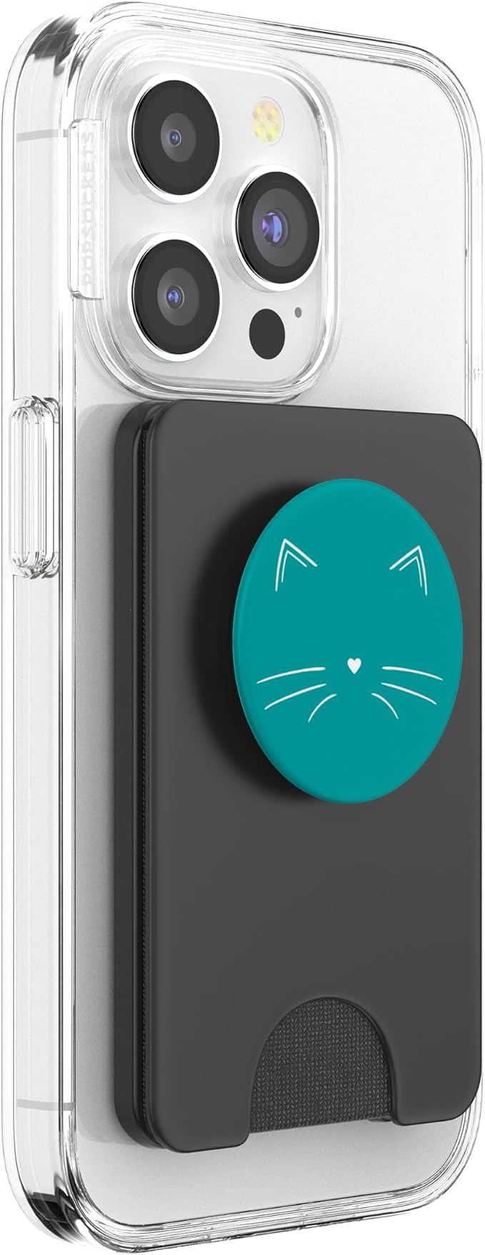 White Cat Face Teal PopSockets Adhesive PopGrip