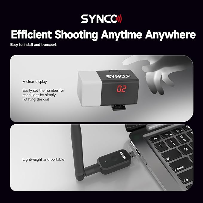 SYNCO Wireless Tally Light Camera Eye CE3 System (4 Tally Lights) for Studios and Live 2.4G LoRa Lightweight and Portable vMix Compatible, Control 32 Dual-Color Indicator Lights