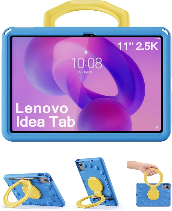 ProCase Kids Case for Lenovo Idea Tab 11 2025/K11 Gen 2 (TB-336ZU/TB-336FU) Shockproof Lightweight Tablet Cover with 360° Rotating Handle &amp Stand -Blue