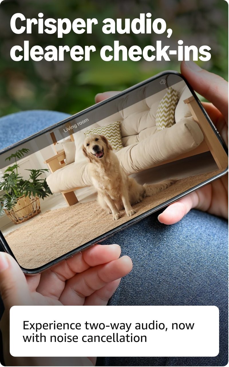Blink Mini 2K+ (newest model) with 1-Year Plus plan – Plug-in Home & Pet Security Camera with 2K video resolution, smart motion detection, works with Alexa – 1 camera (White)