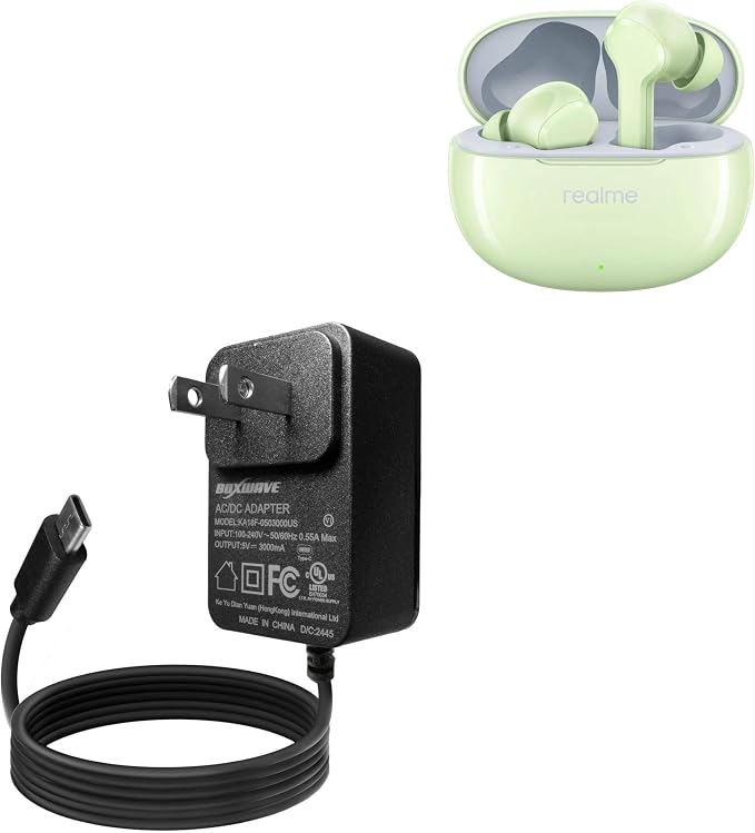 BoxWave Charger Compatible with Realme Buds T110 - Wall Charger Direct (15W) Rapid Charge Your Device with Built-in 3ft Cable