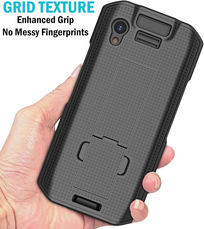 Case and Hand Strap Combo for Zebra TC21 TC26 - Black | Slim Hard Shell with Stand Satisfying Texture for Your Mobile Computer Scanner Phone Includes Palm Grip Harness