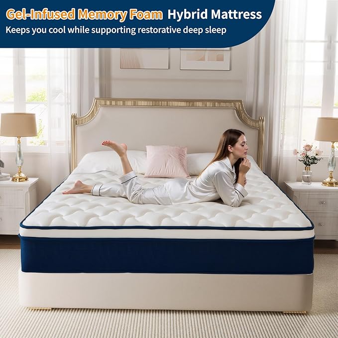 Full Size 14 Inch Gel Memory Foam Mattress, Luxury Soft Plush Cooling Mattress for Pressure Relief & Back Support, CertiPUR-US Certified, Breathable Motion Isolation