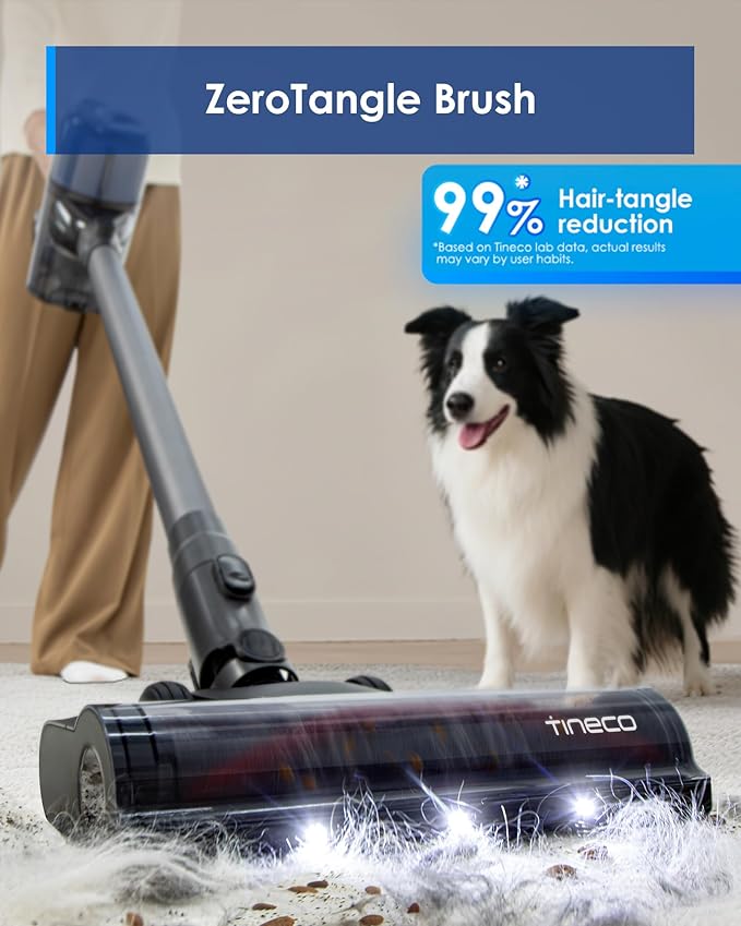Tineco Pure ONE S30 Cordless Vacuum Cleaner, 150AW Powerful Suction, Zero Tangle Brush, Up to 65min Runtime, 6-Stage HEPA Filtration, PureCyclone Technology Stick Vacuum with Wall Mount Dock
