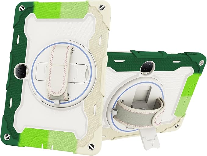 Tablet Case for Honor Pad 9 12.1 Kids Rainbow Heavy Duty Silicone Shockproof Case with Pencil Holder Shoulder Strap Rotating Fold Kickstand Hand Strap