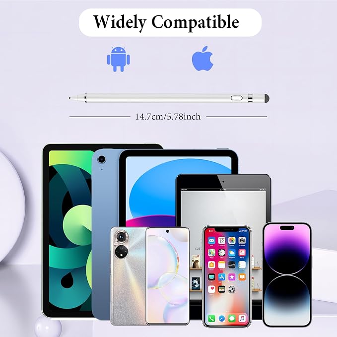 Stylus Pen for Touchscreen Kenkor Rechargeable Digital Fine Point Active Tablet Pencil Stylus Pen for iPhone/Switch/Android/Apple iPad Pro/Air/Mini/Samsung/Cellphone/Tablet Drawing &amp Writing - B