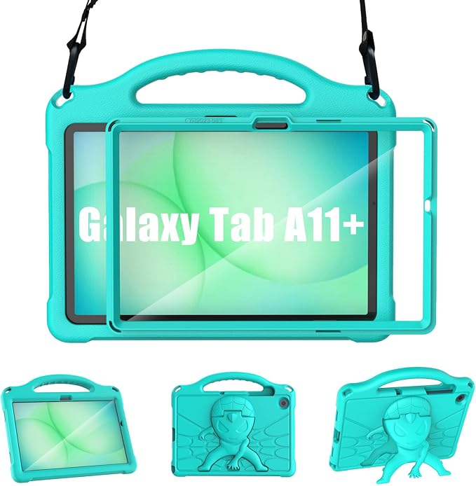 Kids Case for Samsung Galaxy Tab A11 Plus 2026 /A9 Plus 2023 11 inch Tablet | Sanyetral Galaxy Tab A11+/A9+ Case with Screen Protector Shockproof Handle Stand Protective Cover with Shoulder Strap -Bl