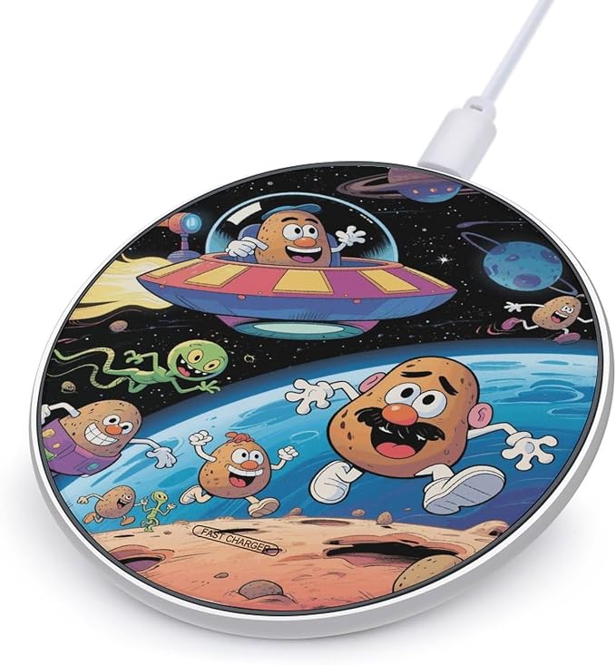 Funny Potato Wireless Charger with USB CableAluminum Alloy Frame 10W Max Compatible Fast Wireless Charging Pad- 3.2ft Cable Included for Travel Home Office Desk