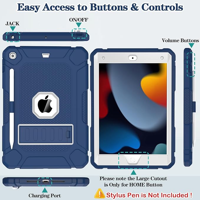 LTROP Case for iPad 10.2-Inch 9th/ 8th/ 7th Generation (2021/2020/ 2019) with Pencil Holder &amp Kickstand Hybrid Shockproof Rugged Protective Case for iPad 9/8/ 7 Gen 10.2 Purple and Green