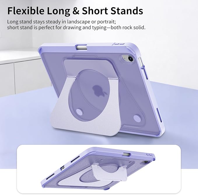Case for iPad Air 11-inch (M4 2026/ M3 2025/ M2 2024) &amp 10.9-inch (5th/ 4th Gen) 2022/2020Dual Metal Foldable Stand Any Angle Support with Pencil Holder (Black)