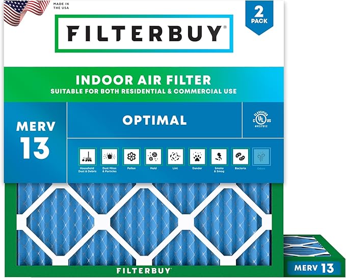 Filterbuy 23.5x23.5x1 Air Filter MERV 13 Optimal Smoke & Allergy Defense