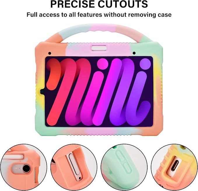 Kids Case for iPad mini 6 2021/Mini 7 2024(A17 Pro)Shockproof Child Protective Cover for Mini 6th/7th Generation Case 8.3 inch (Multicolor)