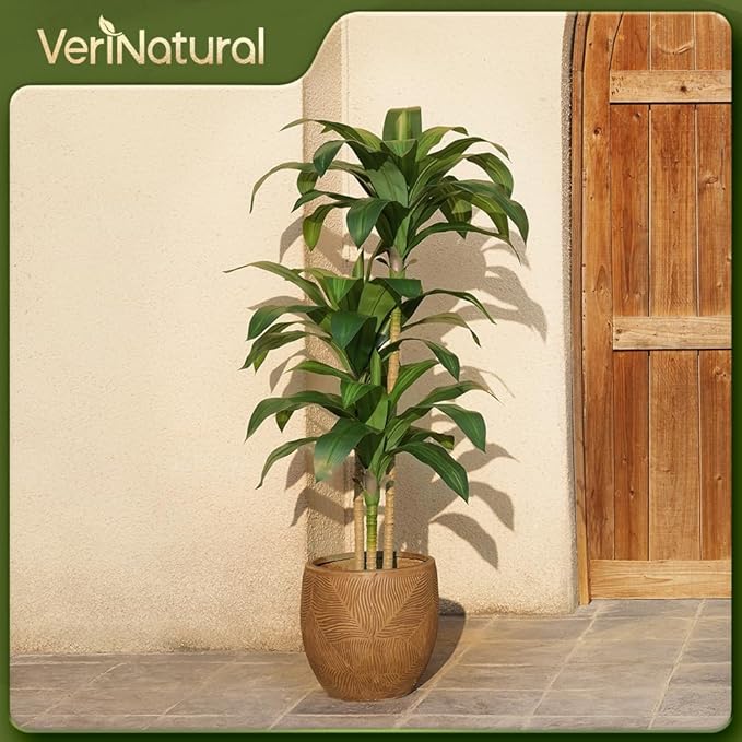 Artificial Dracaena Tree, 5FT Tall Fake Plants with UV Resistant Leaves, Faux Tropical Yucca Trees for Indoor Outdoor, Potted Large Floor Plant for Home Decor Living Room Porch, VN123