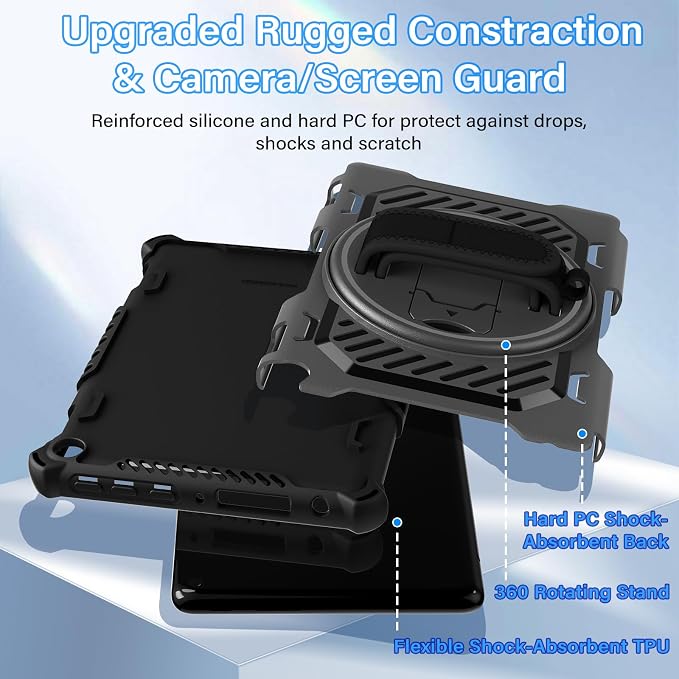 for Flre HD 8 &amp 8 Plus Case 12th/10th Generation (2024/2022/2020 Release) with 360 Kickstand Hand Strap for Kids