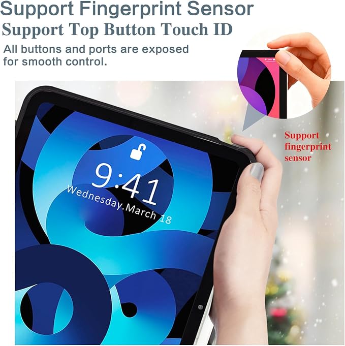 Vimorco Christmas Case for iPad (A16) 11th/10th Gen 11/10.9 inchAntlers | Multi-Angle Viewing Protective Folio Stand Shockproof CoverPencil HolderSupport Touch IDAuto Wake/SleepEssential Gift