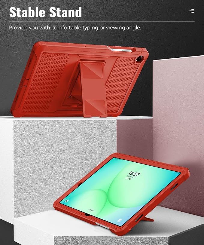 MoKo Shockproof Case Fit Samsung Galaxy Tab A11+ Plus/ A9+ 11 Inch | Full Body Rugged Stand Back Cover with Built-in Screen Protector for Galaxy Tab A11+/ A9+ Tablet Light Gray