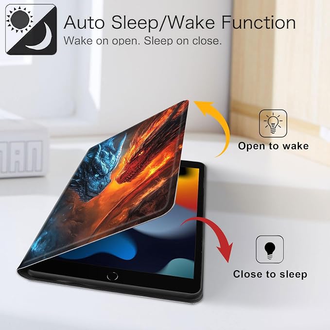 for iPad 11th Generation (A16 2025) 11 / iPad 10th Gen 10.9 2022 Case 360° Rotating PU Leather Stand Cover with Auto Sleep/Wake Shockproof TPU Backl Two Dragons Fighting