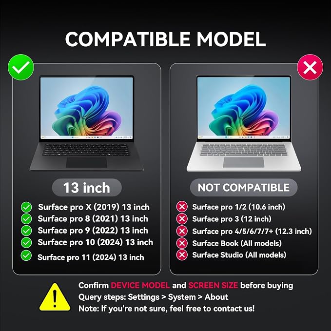 Privacy Screen Filter for Microsoft Surface Pro 11/10/9/8/X-13'' Removable | Nano-Suction Easy On/Off RemovableUV&ampGlare BlockBlue Light Block Computer Screen Filter Shield for Microsoft Surface