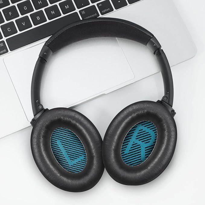 Headphones Replacement Ear Pads, Sheepskin Ear Cushions for Bose AE2/QuietComfort 15/QC25 Improved Durability, Ear Pads Cushions with High-Density Foam, Thickness and Sound Isolation -Black