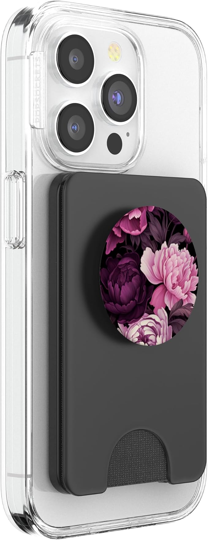 Magenta and Blush Pink Peony Flower Pattern Dark Floral PopSockets Adhesive PopGrip