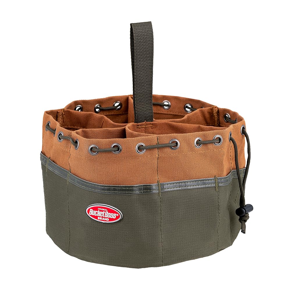 Bucket Boss 25001 Canvas Organizer Parachute Bag with 19 Pockets for Nails,Screws, and Bolts in Brown (Pack of 6)