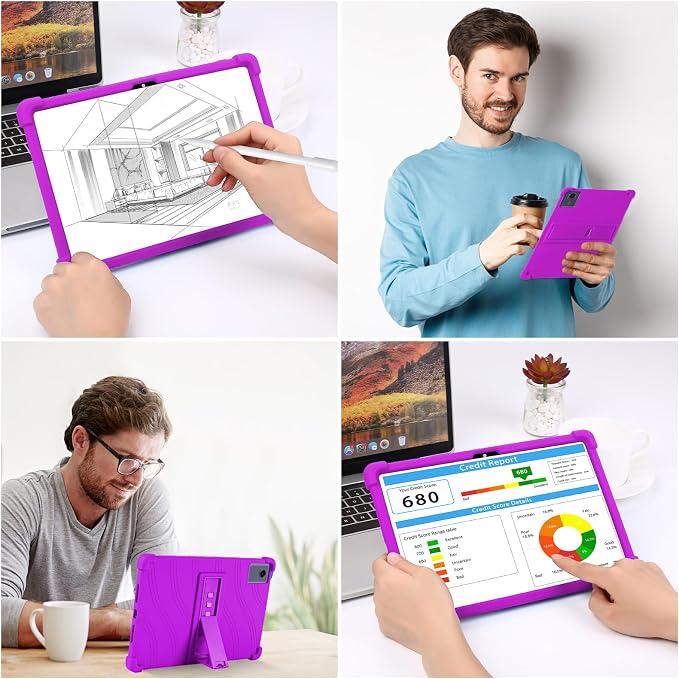 ATOOZ for Lenovo Idea Tab Plus Case 12.1 Inch 2025Black | Soft Silicone Shockproof Case for Lenovo Idea Tab Plus Tablet (TB361FU) with PC Bracket