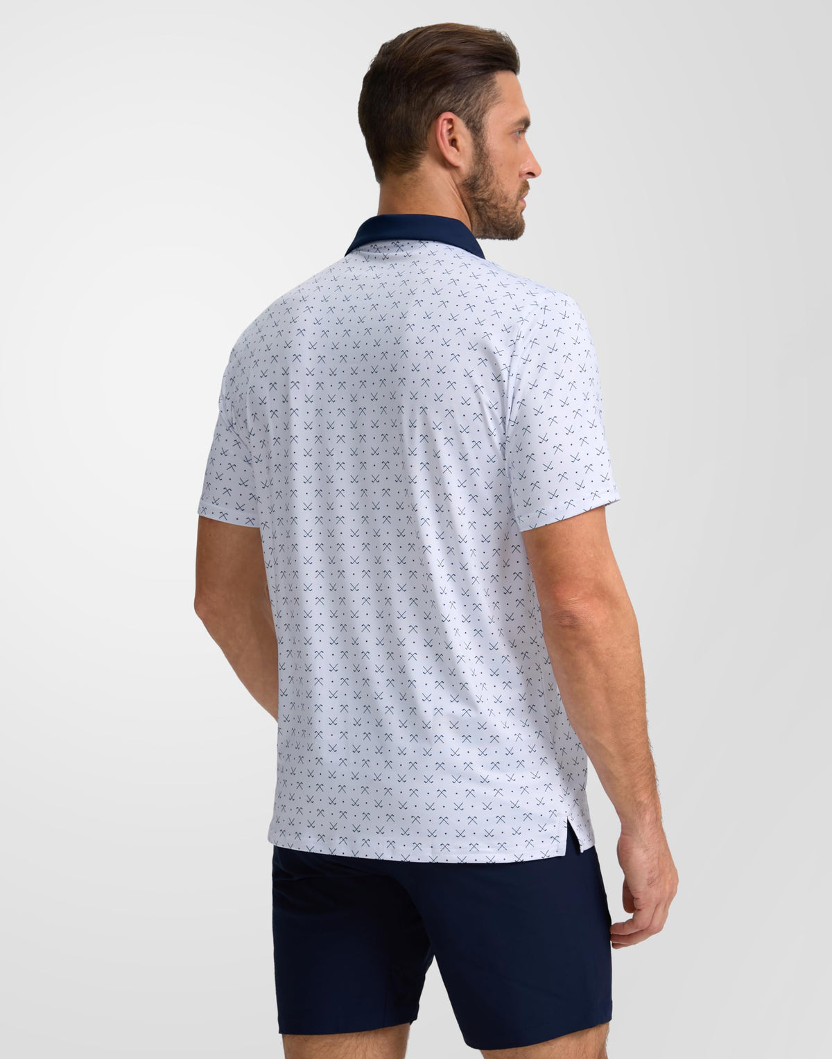 Obla Mens Golf Polo Shirts Short Sleeve Dry Fit Performance Moisture Wicking Casual Print Collared Golf Shirts for Men(White Golf Clubs_XL)