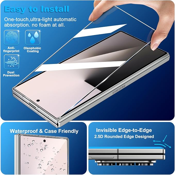 letosan 3 Pack for Samsung Galaxy S26 Ultra Screen Protector Tempered Glass + 2 Sets Camera Lens Protector Military Grade Shatterproof 9H+ Hardness Auto Alignment Frame 6.9 Inch