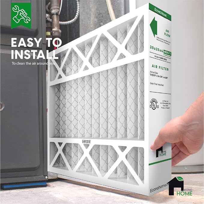 EconoHome 20x25x4 AC Furnace Pleated Air Filter MERV 11 Replacement, 1 Pack