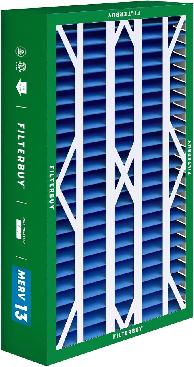 Filterbuy 16x28x6 Air Filter MERV 13 Optimal Smoke & Allergy Defense, Pleated