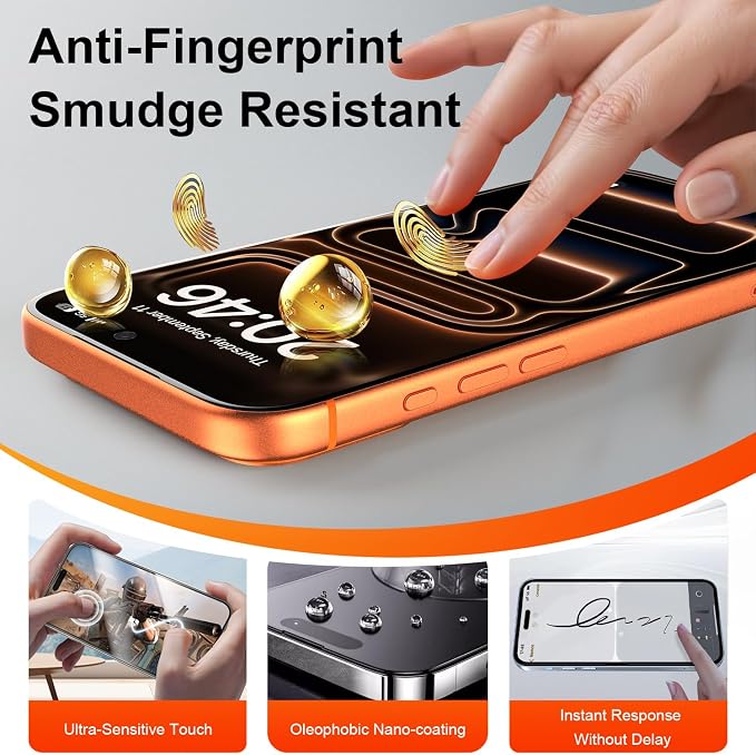 OneFish Screen Protector for iphone 13 Pro Max/14 Plus 9H Hardness HD Clarity Tempered Glass Film with Auto Dust-Elimination Bubble Free Easy Installation2Pack