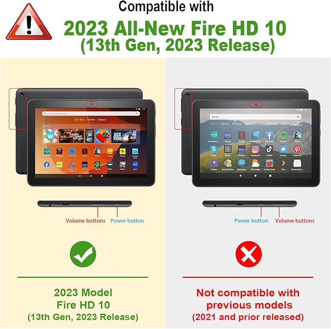 Fintie Silicone Case for 10.1 Kindle Fire HD 10 13th Gen 2023 Black | Honey Comb Pattern Lightweight Shock Proof Back Cover Anti-Slip Grip Reinforced Corners Protection Impact Resistant