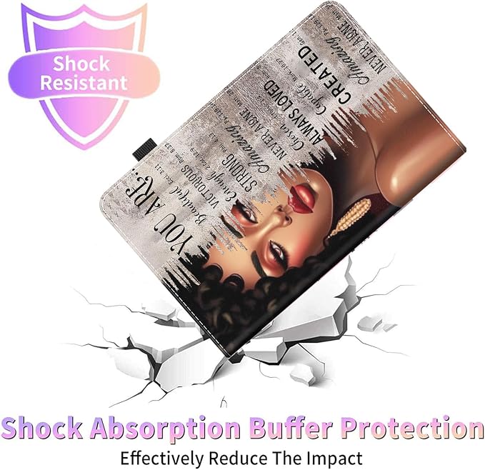 Case Fits All-New Amazon Kindle Fire HD 10 &amp 10 Plus Tablet (13th/11th Generation 2023/2021 Release) 10.1 Durable Shockproof Protective Cover with Auto Wake/Sleep，Black Woman Queen Afro Design
